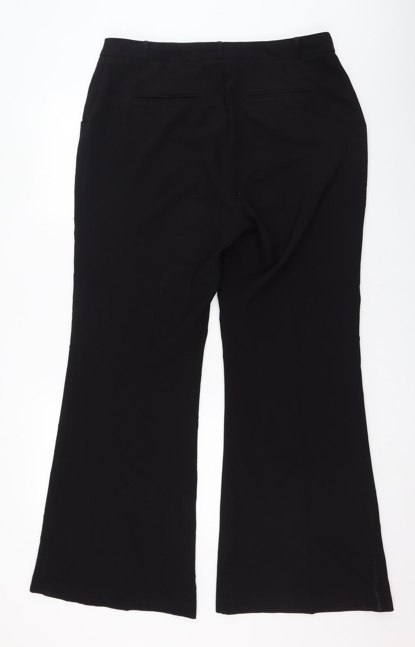 Marks and Spencer Womens Black  Polyester Trousers  Size 16 L30 in Regular Zip