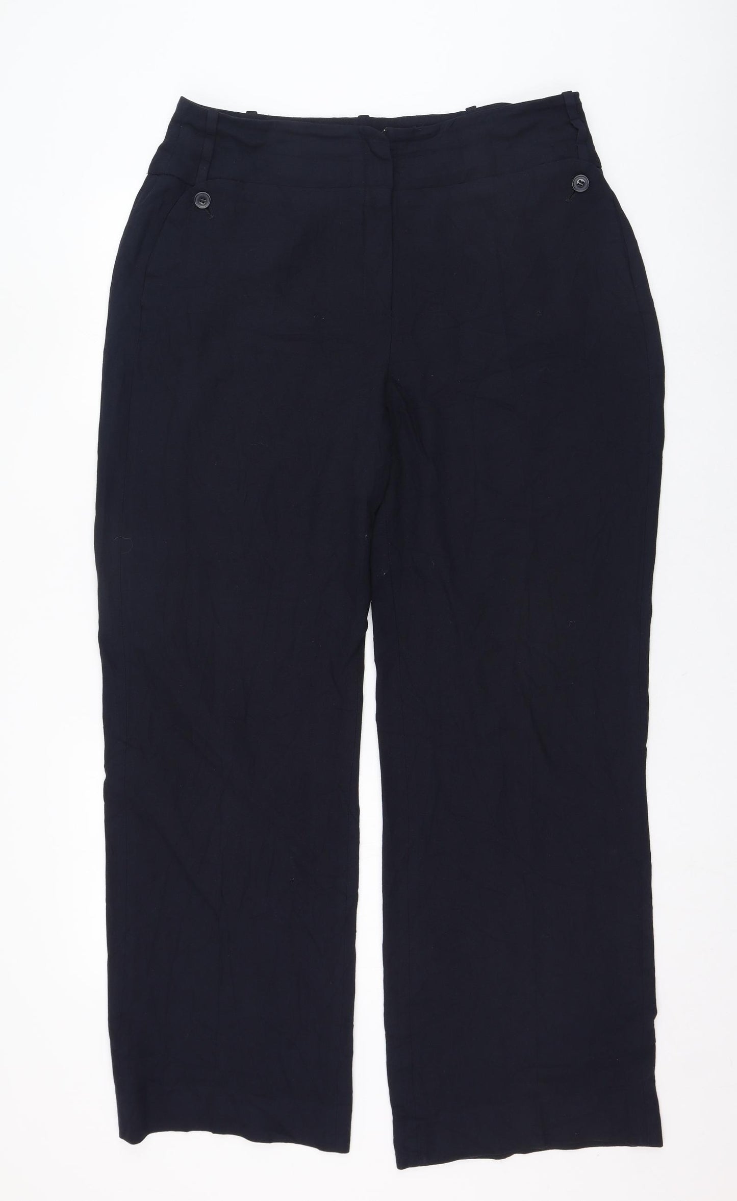 Jaeger Womens Blue  Viscose Trousers  Size 16 L30 in Regular Zip