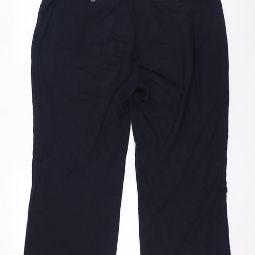 Jaeger Womens Blue  Viscose Trousers  Size 16 L30 in Regular Zip