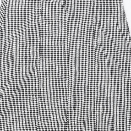 Preworn Womens Black Houndstooth Polyester Straight & Pencil Skirt Size 14   Zip