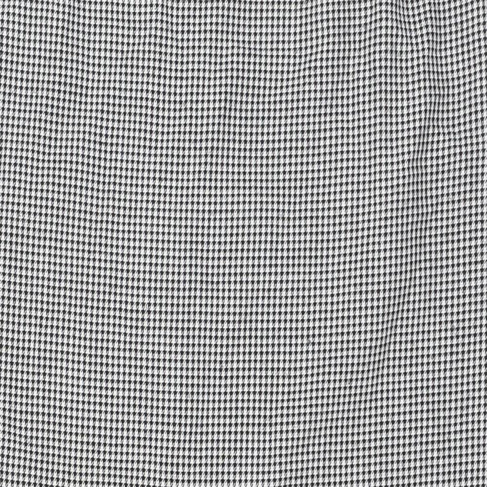 Preworn Womens Black Houndstooth Polyester Straight & Pencil Skirt Size 14   Zip