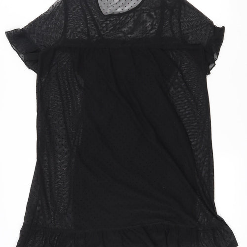 H&M Womens Black Polka Dot Polyester Tunic T-Shirt Size S Round Neck - Built in vest