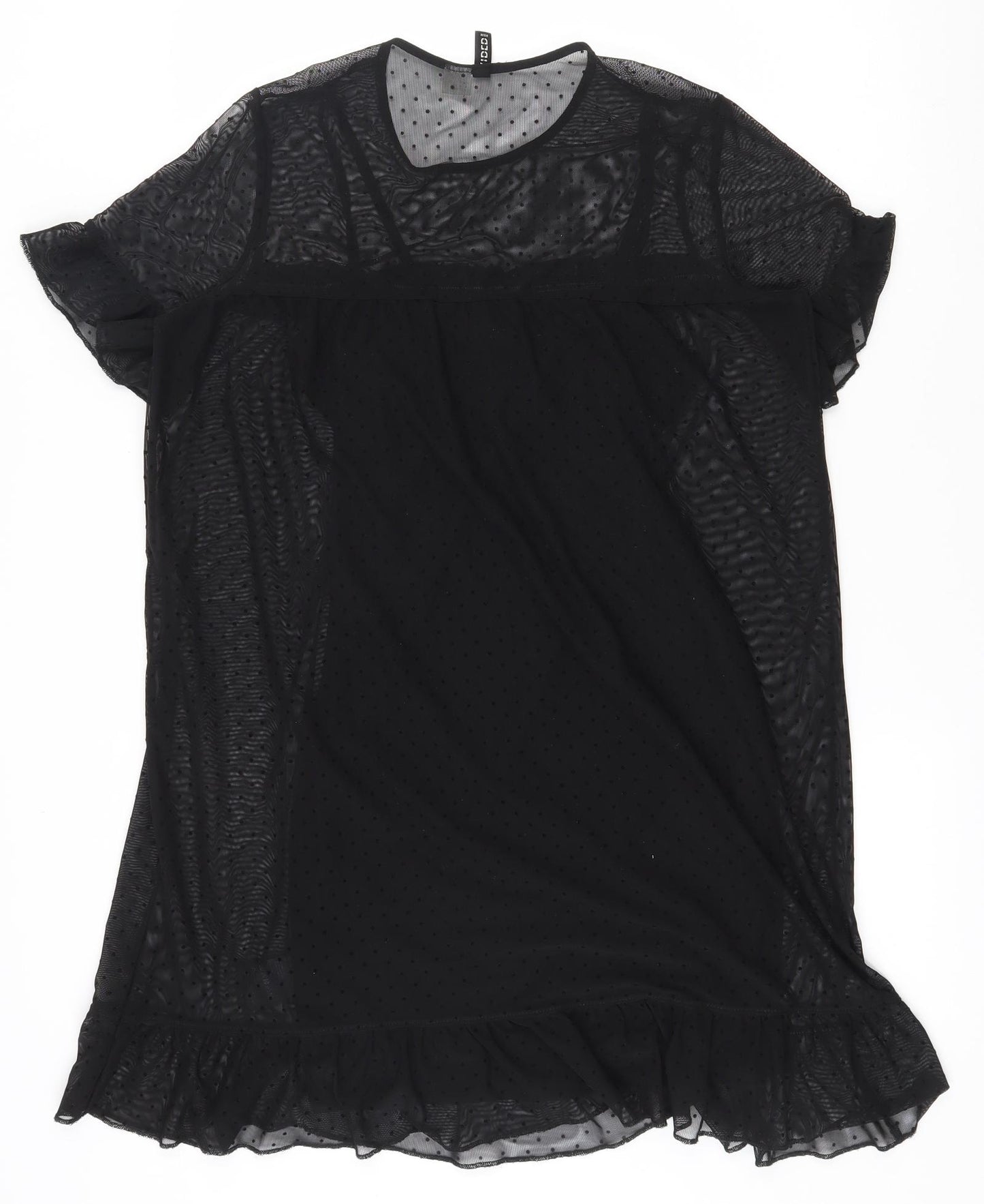 H&M Womens Black Polka Dot Polyester Tunic T-Shirt Size S Round Neck - Built in vest
