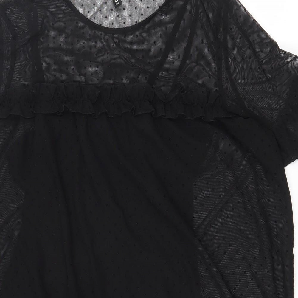H&M Womens Black Polka Dot Polyester Tunic T-Shirt Size S Round Neck - Built in vest