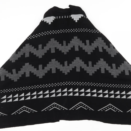 Atmosphere Womens Black V-Neck Geometric Acrylic Cardigan Jumper Size XS   - Shawl with arm holes