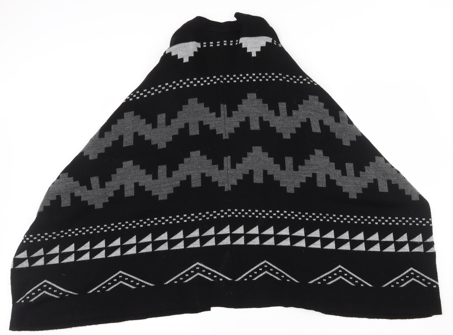 Atmosphere Womens Black V-Neck Geometric Acrylic Cardigan Jumper Size XS   - Shawl with arm holes