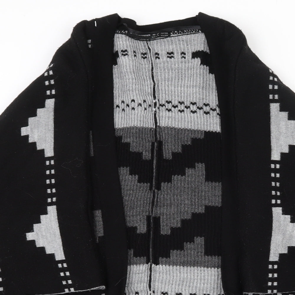 Atmosphere Womens Black V-Neck Geometric Acrylic Cardigan Jumper Size XS   - Shawl with arm holes