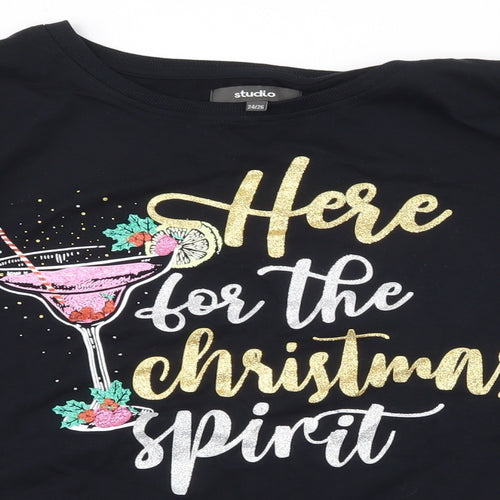 Studio Womens Black  100% Cotton Pullover Sweatshirt Size 24  Pullover - 24-26