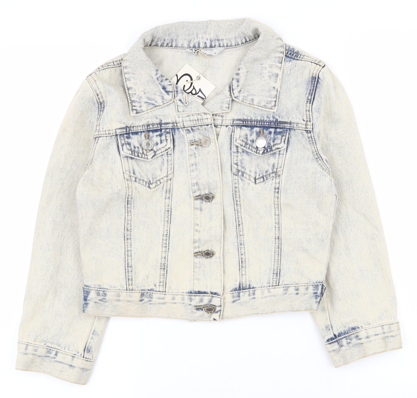 Miss Selfridge Womens Blue   Jacket  Size 12  Button - Distressed