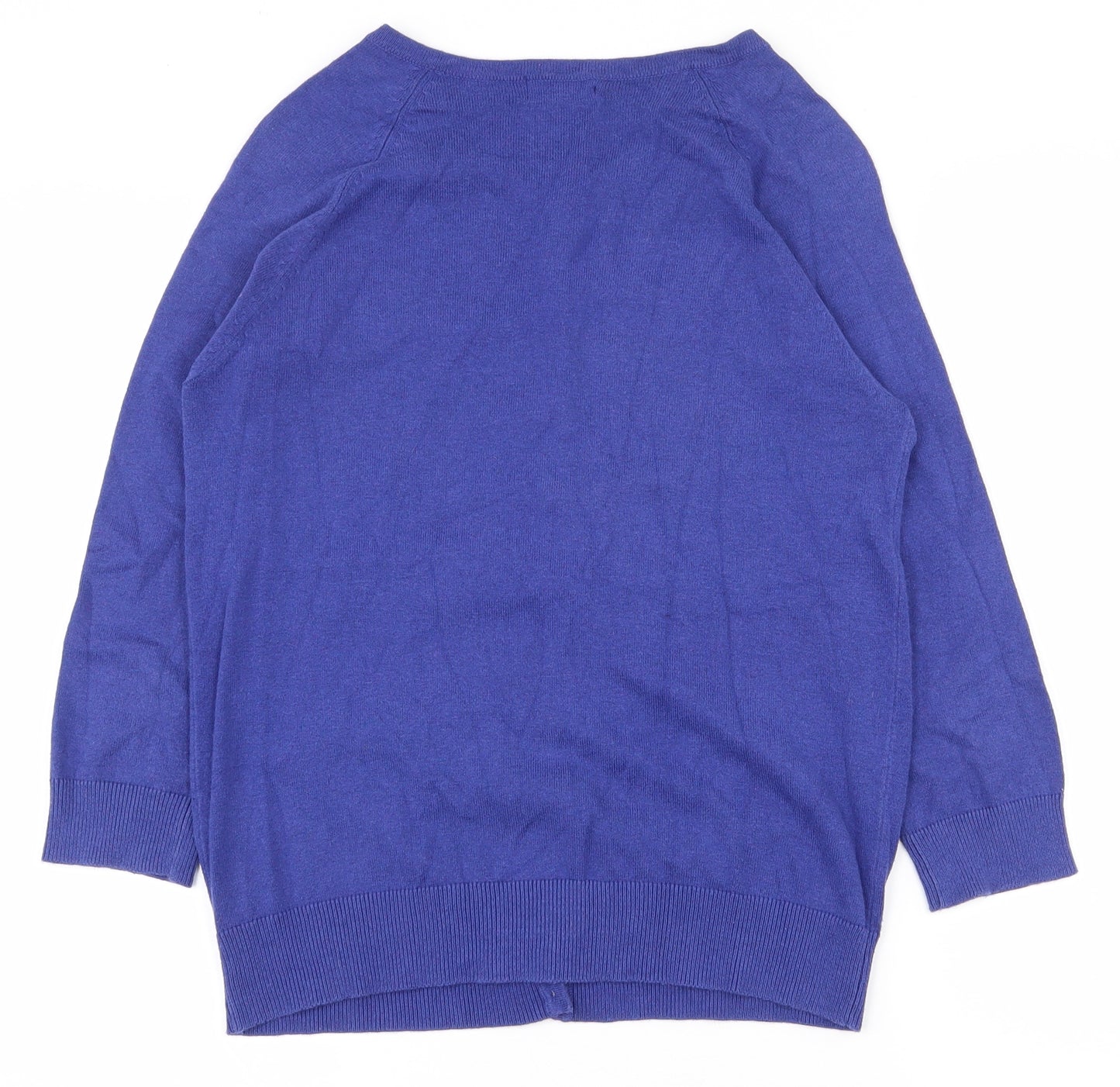 F&F Womens Blue Scoop Neck  Viscose Cardigan Jumper Size 10