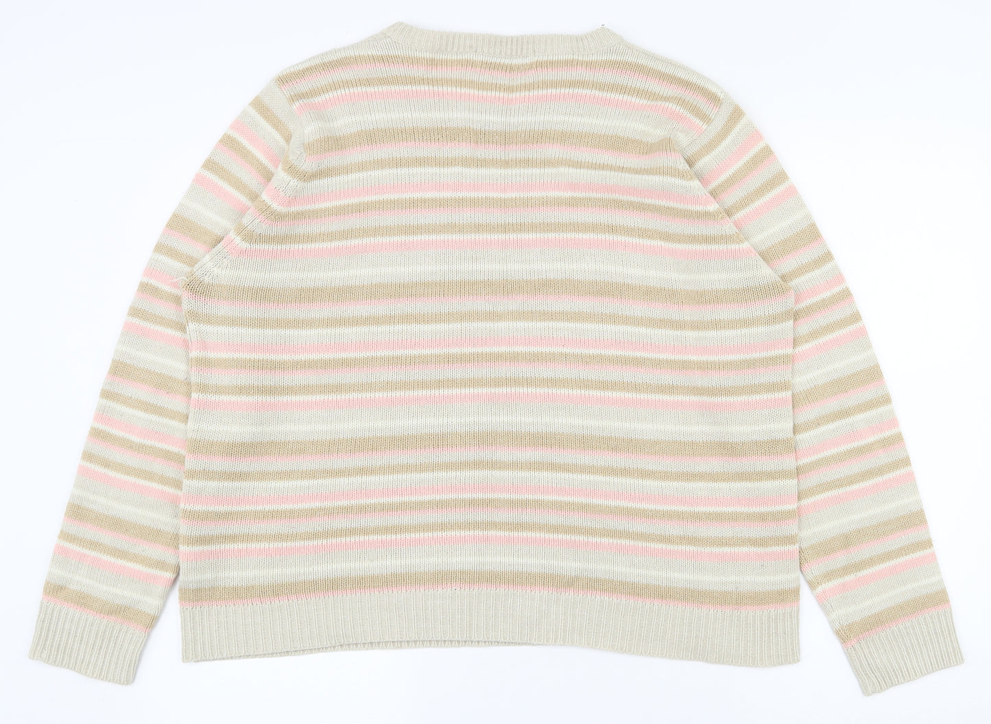 EWM Womens Multicoloured Round Neck Striped Acrylic Pullover Jumper Size 18   - 18-20