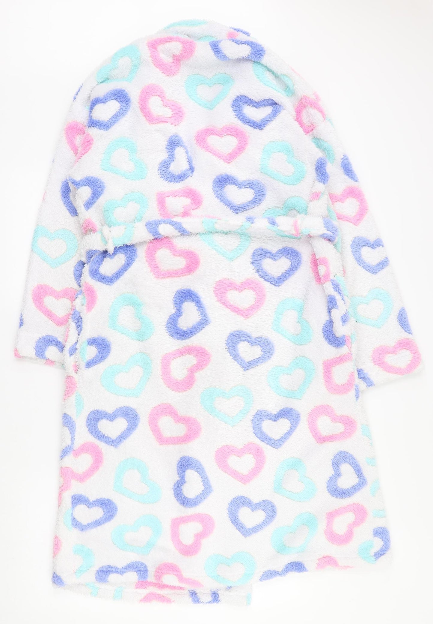 Marks and Spencer Womens White  Polyester Top Robe Size 12  Tie - Heart pattern, 12-14