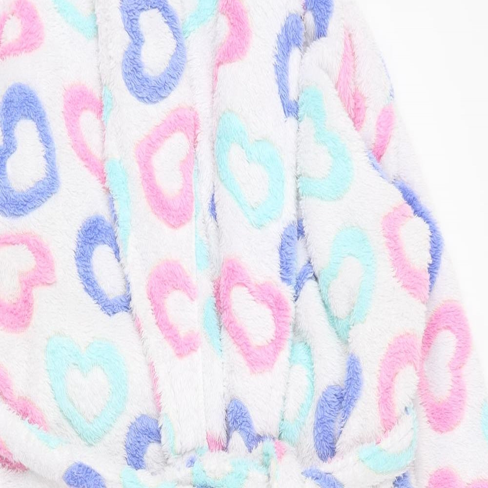 Marks and Spencer Womens White  Polyester Top Robe Size 12  Tie - Heart pattern, 12-14