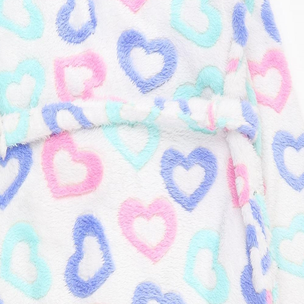 Marks and Spencer Womens White  Polyester Top Robe Size 12  Tie - Heart pattern, 12-14