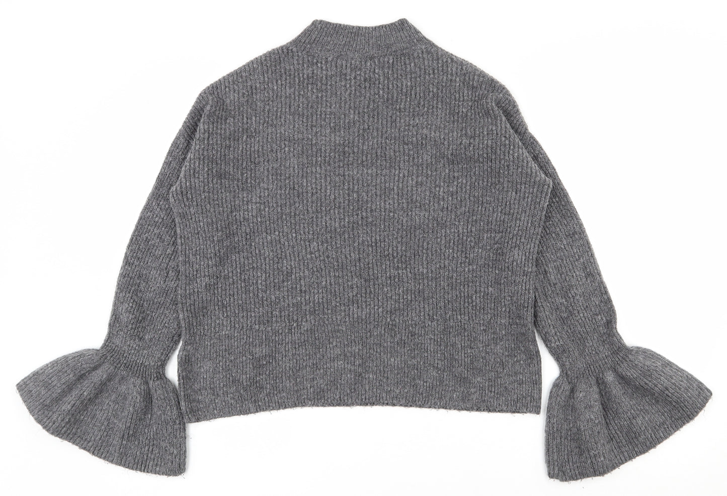Marks and Spencer Womens Grey High Neck  Acrylic Pullover Jumper Size S   - Flared sleeves