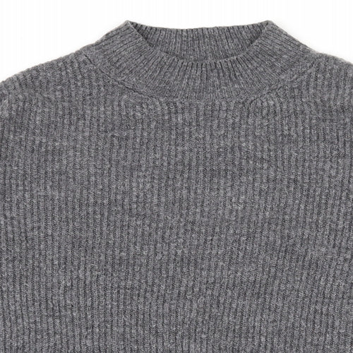 Marks and Spencer Womens Grey High Neck  Acrylic Pullover Jumper Size S   - Flared sleeves