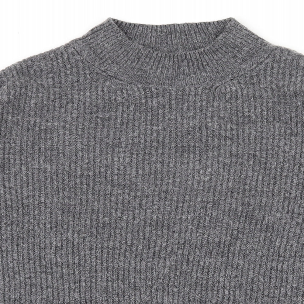 Marks and Spencer Womens Grey High Neck  Acrylic Pullover Jumper Size S   - Flared sleeves