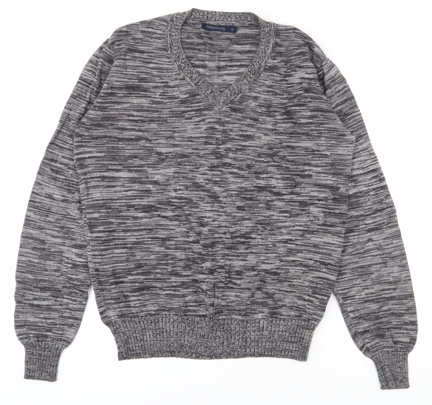 folded&hung Womens Grey V-Neck  Polyester Pullover Jumper Size M