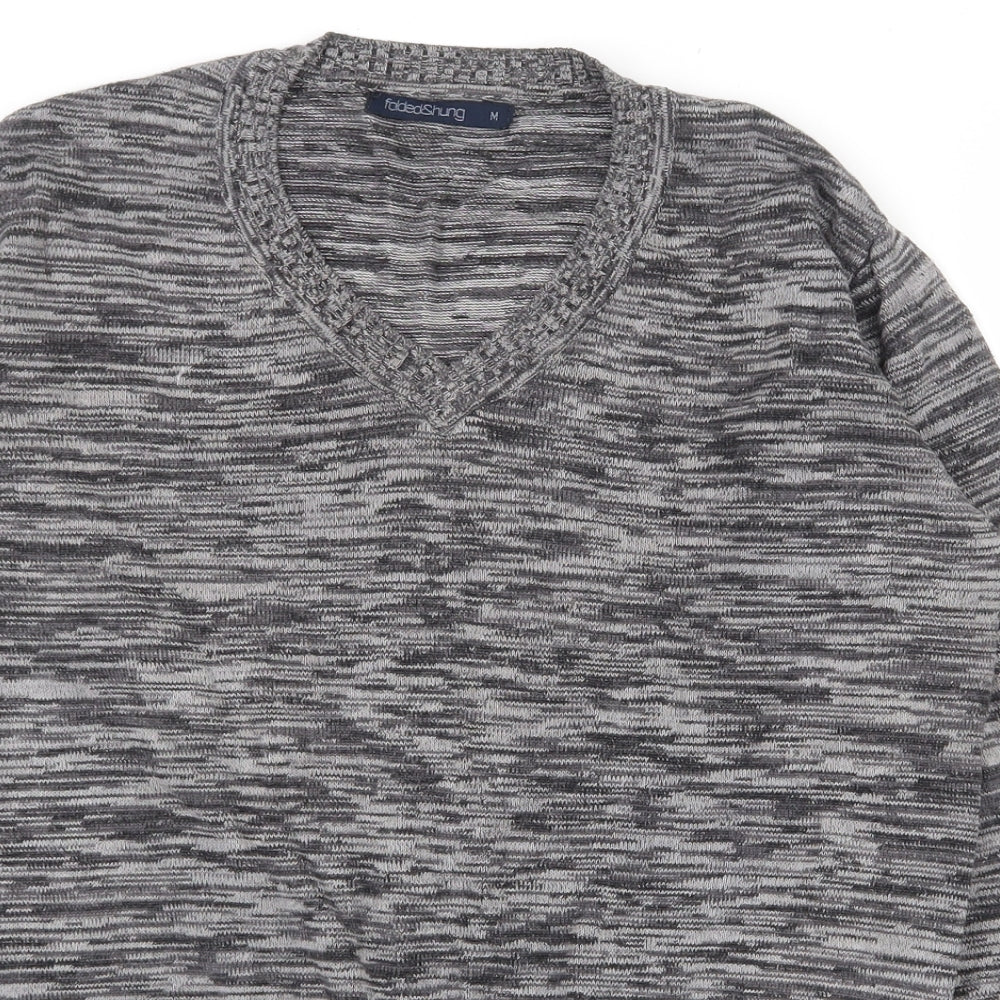 folded&hung Womens Grey V-Neck  Polyester Pullover Jumper Size M