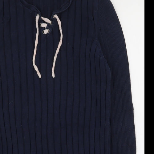 River Island Womens Blue Round Neck  100% Cotton Pullover Jumper Size M