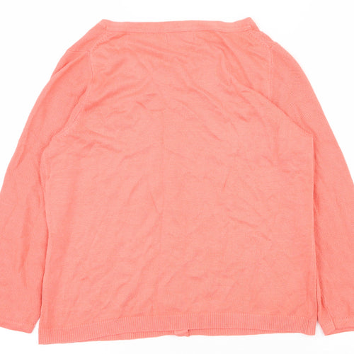 Monsoon Womens Pink Scoop Neck  Viscose Cardigan Jumper Size 12