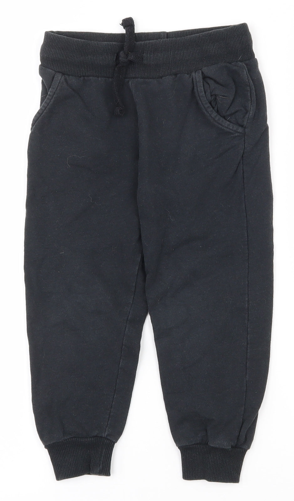 Studio Boys Black  100% Cotton Jogger Trousers Size 3-4 Years  Regular Drawstring