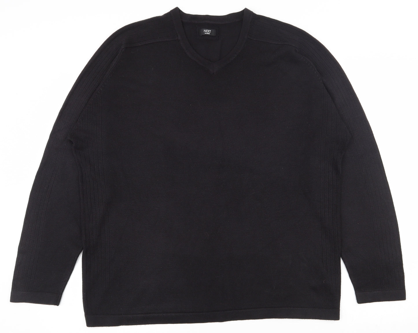 NEXT Mens Black V-Neck  Acrylic Pullover Jumper Size XL