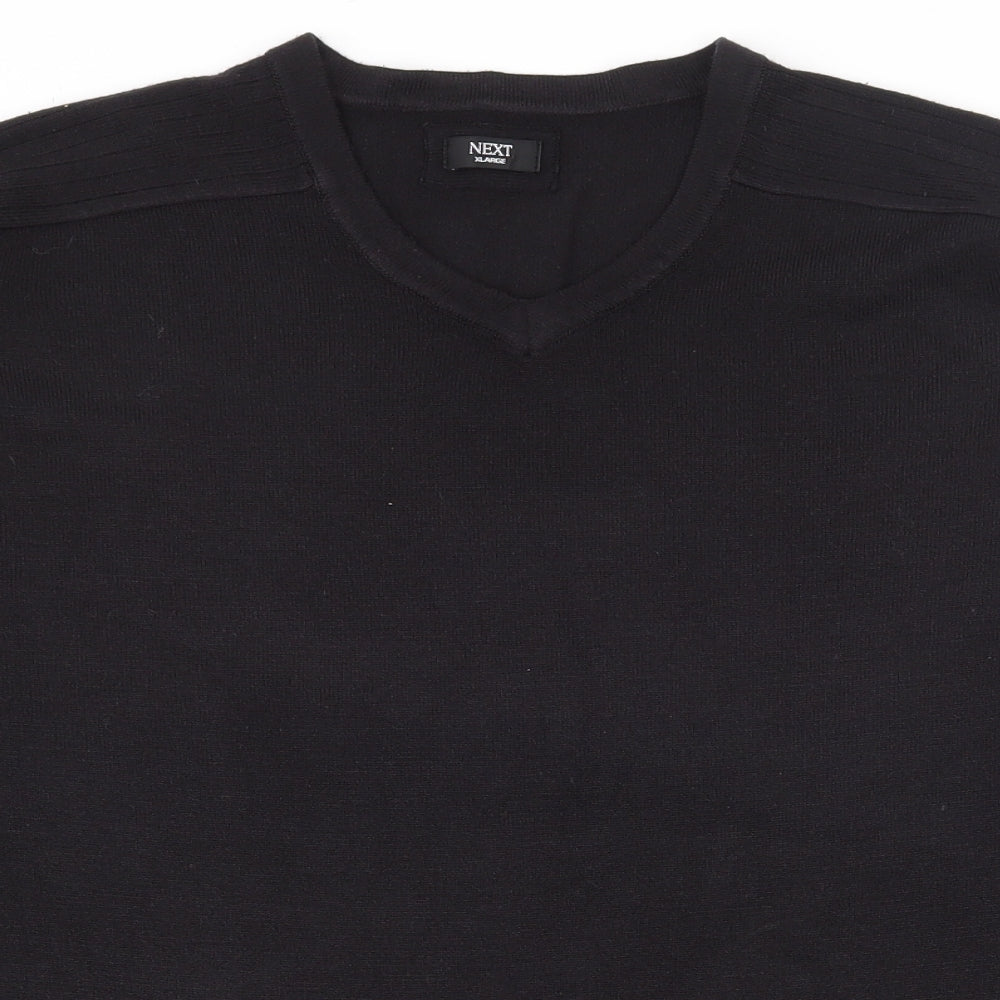NEXT Mens Black V-Neck  Acrylic Pullover Jumper Size XL
