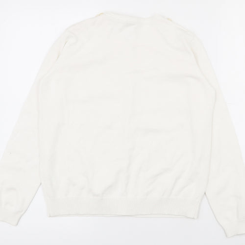 Matalan Girls White Round Neck  100% Cotton Cardigan Jumper Size 13 Years  Button