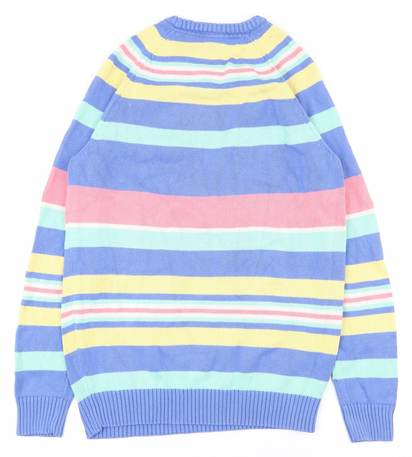 Cotton Traders Mens Multicoloured Crew Neck Striped Cotton Pullover Jumper Size S