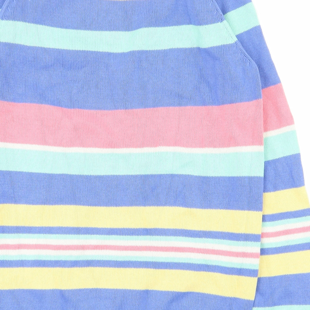 Cotton Traders Mens Multicoloured Crew Neck Striped Cotton Pullover Jumper Size S