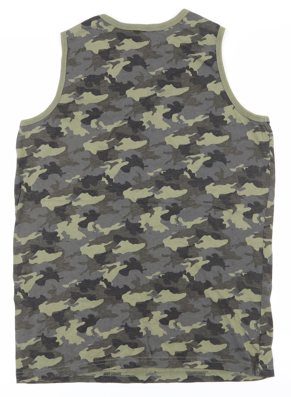 Primark Boys Green Camouflage 100% Cotton Basic Tank Size 13-14 Years Round Neck Pullover