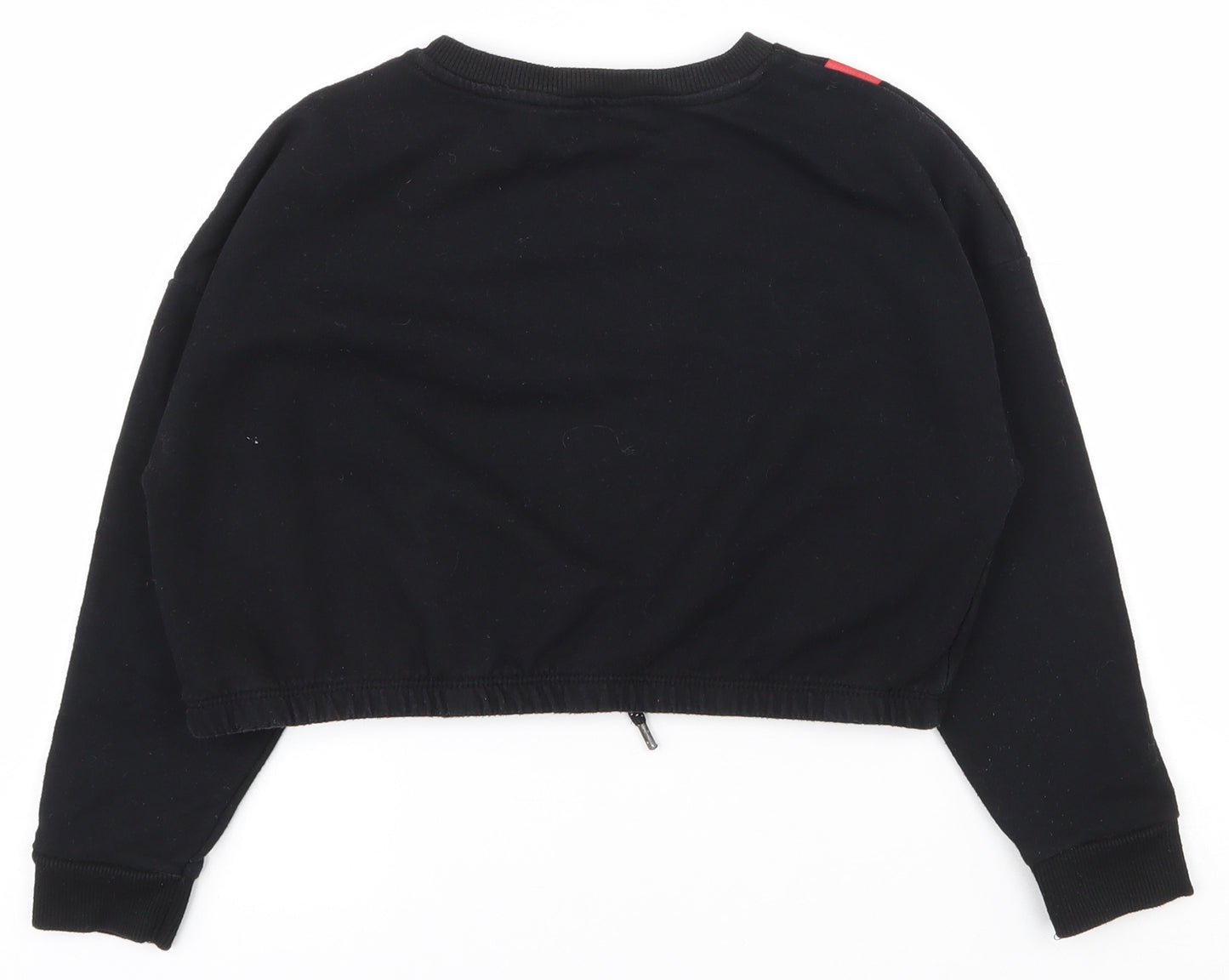 Primark Girls Black  Cotton Pullover Sweatshirt Size 8-9 Years  Pullover - Cropped, drawstring at waist