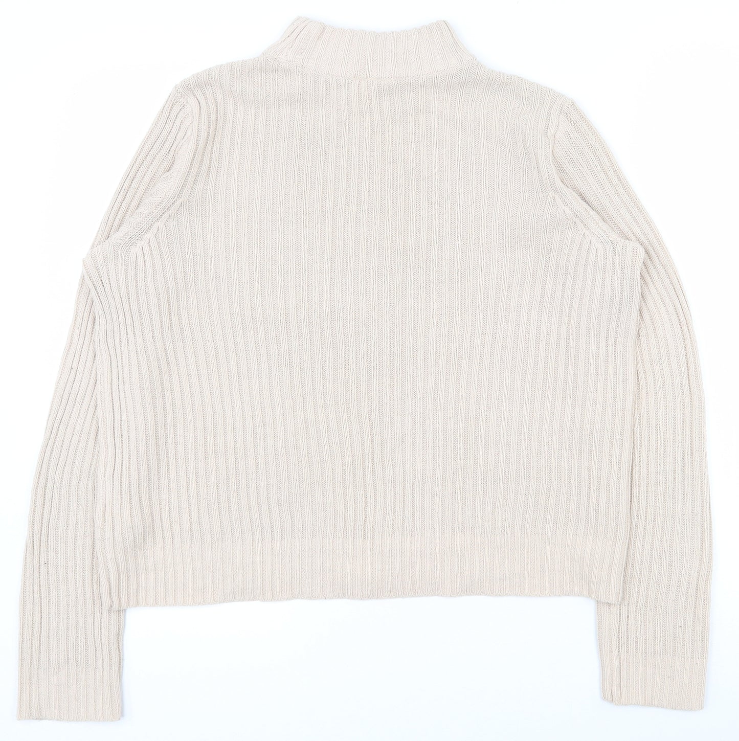 H&M Womens Beige High Neck  Acrylic Pullover Jumper Size M