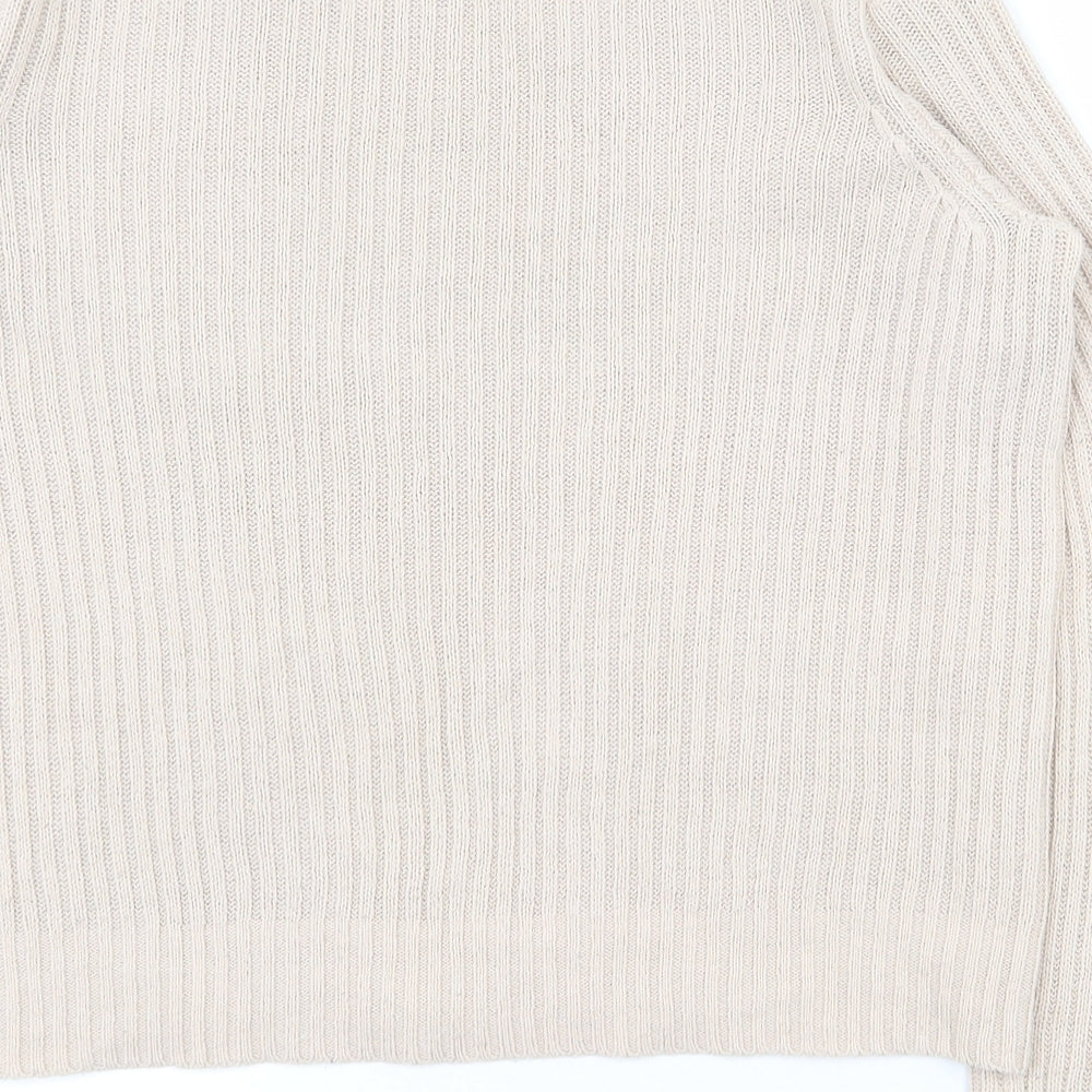 H&M Womens Beige High Neck  Acrylic Pullover Jumper Size M