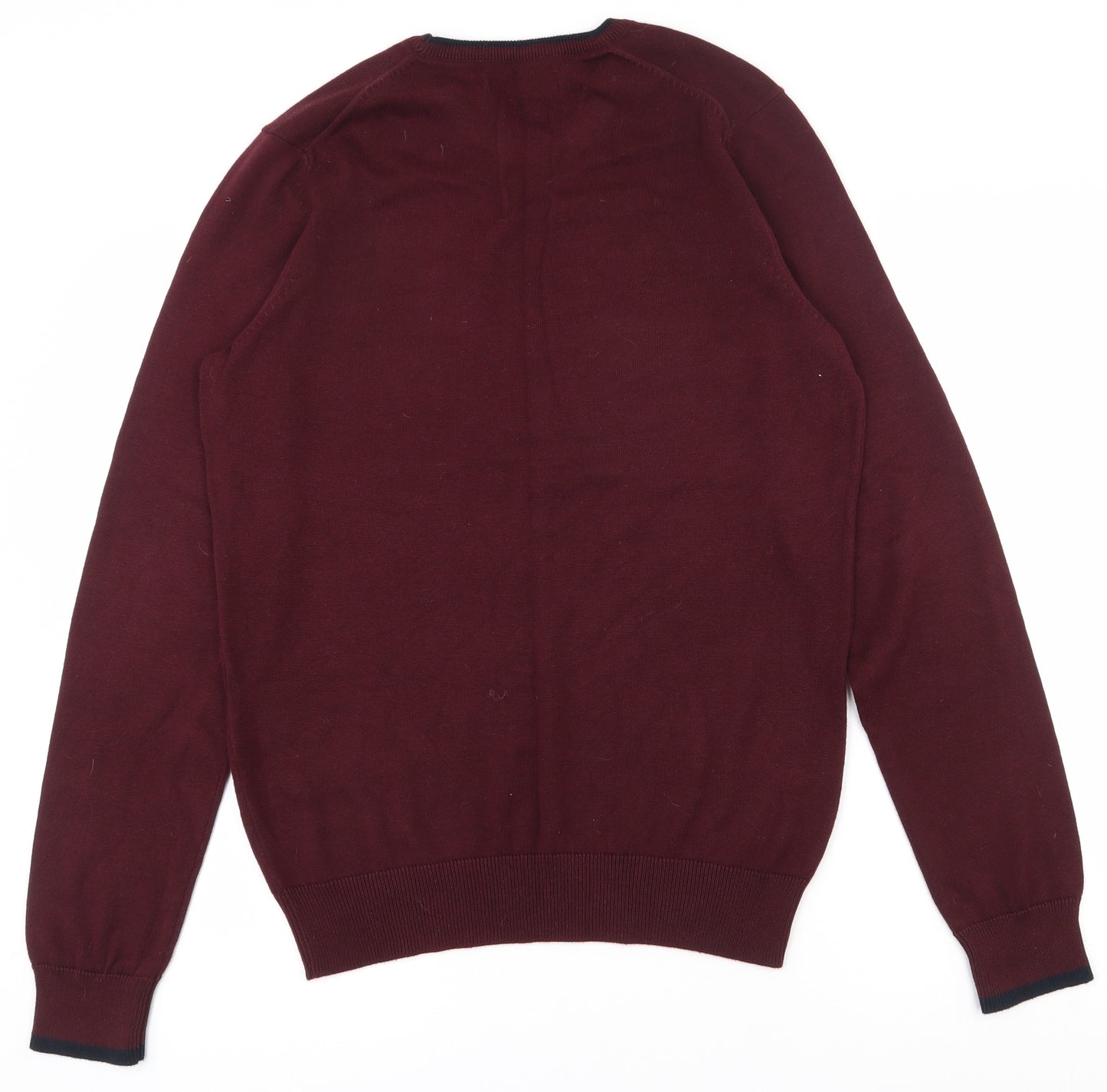 Ben Sherman Mens Red Round Neck  Cotton Pullover Jumper Size S