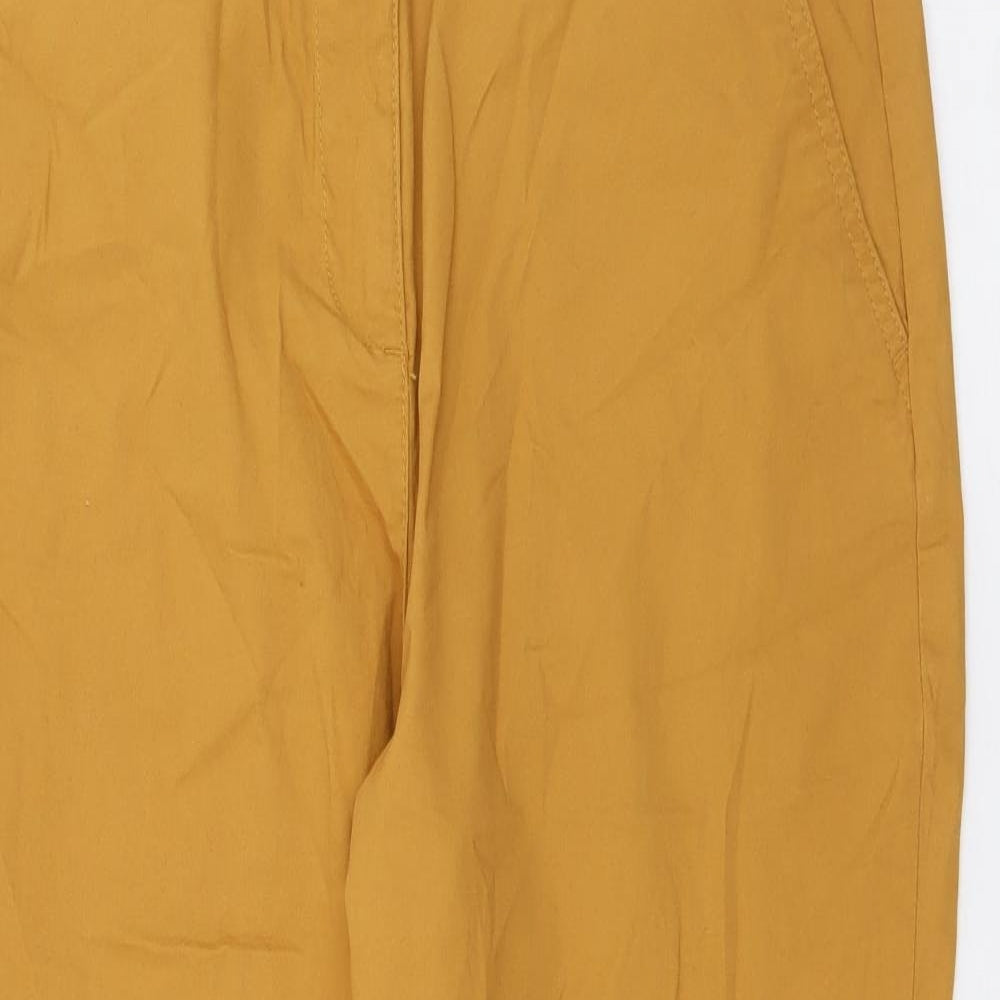 Primark Womens Yellow  Cotton Chino Trousers Size 14 L26 in Regular Button