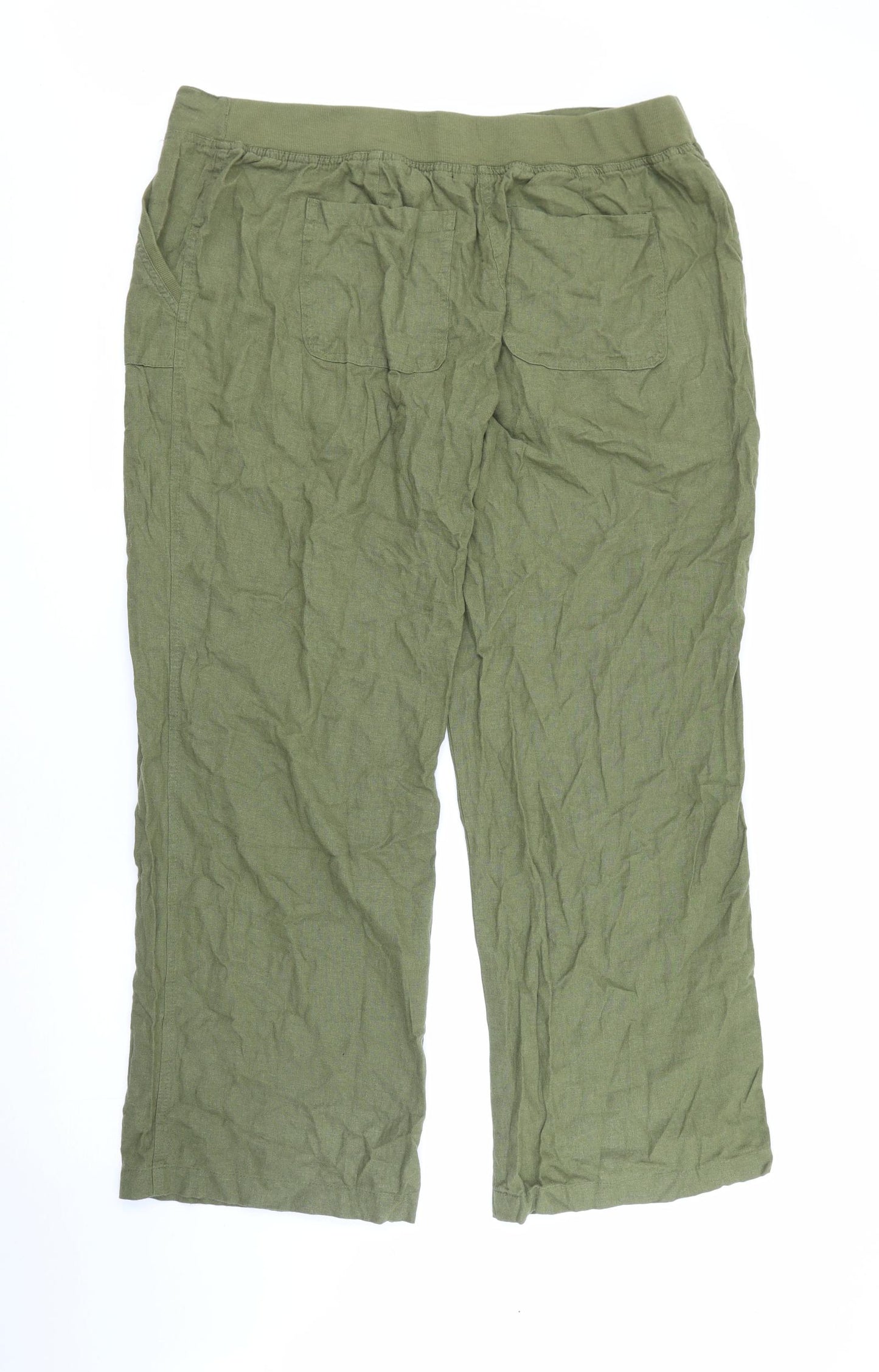 Full Circle Womens Green  Linen Trousers  Size 20 L30 in Regular Tie