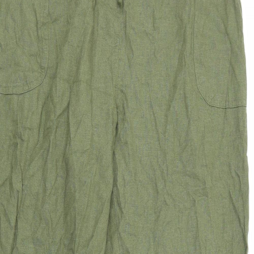 Full Circle Womens Green  Linen Trousers  Size 20 L30 in Regular Tie