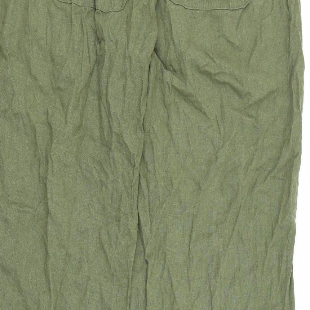 Full Circle Womens Green  Linen Trousers  Size 20 L30 in Regular Tie