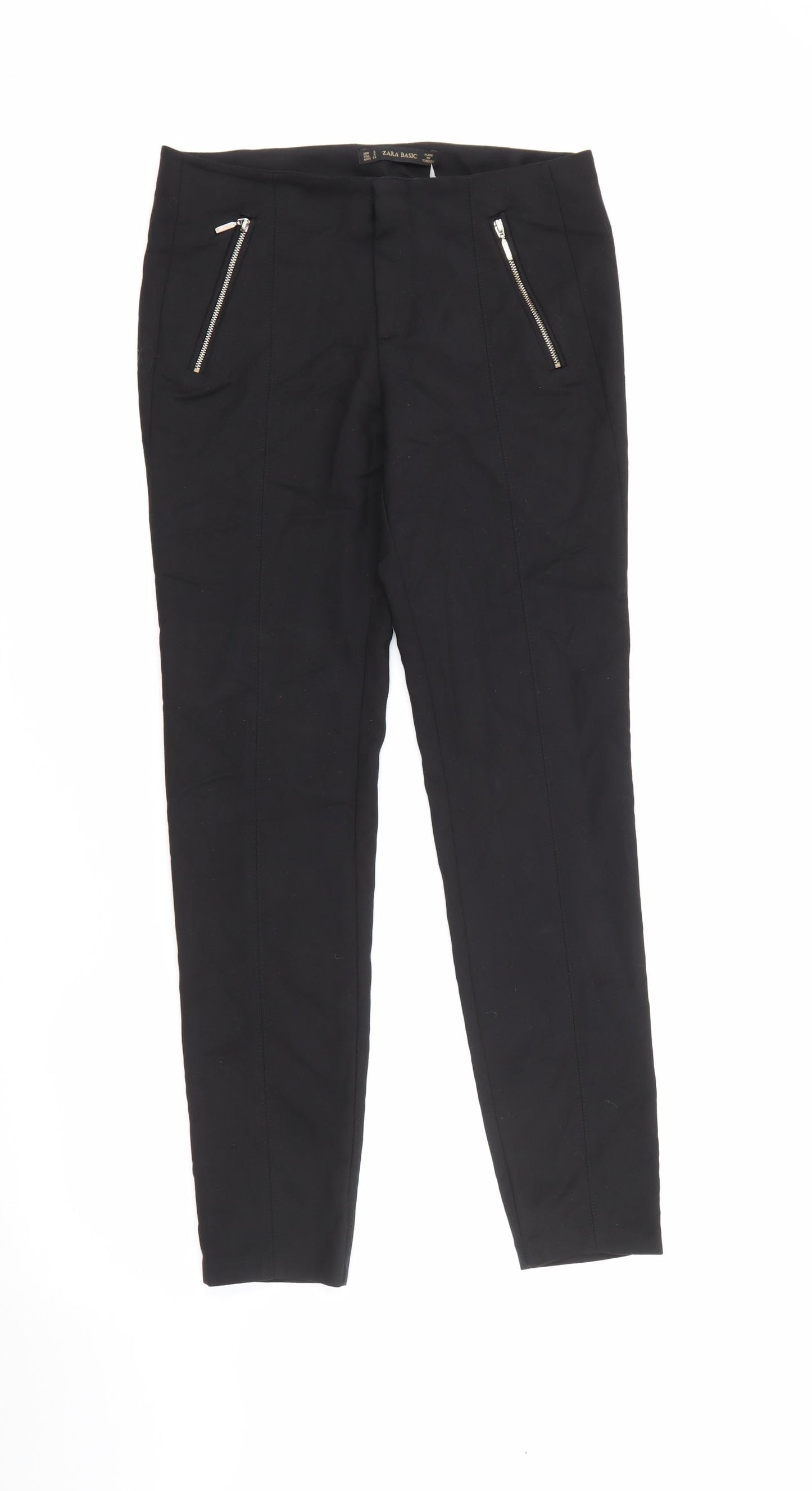 Zara Womens Black  Cotton Jegging Trousers Size S L27 in Regular