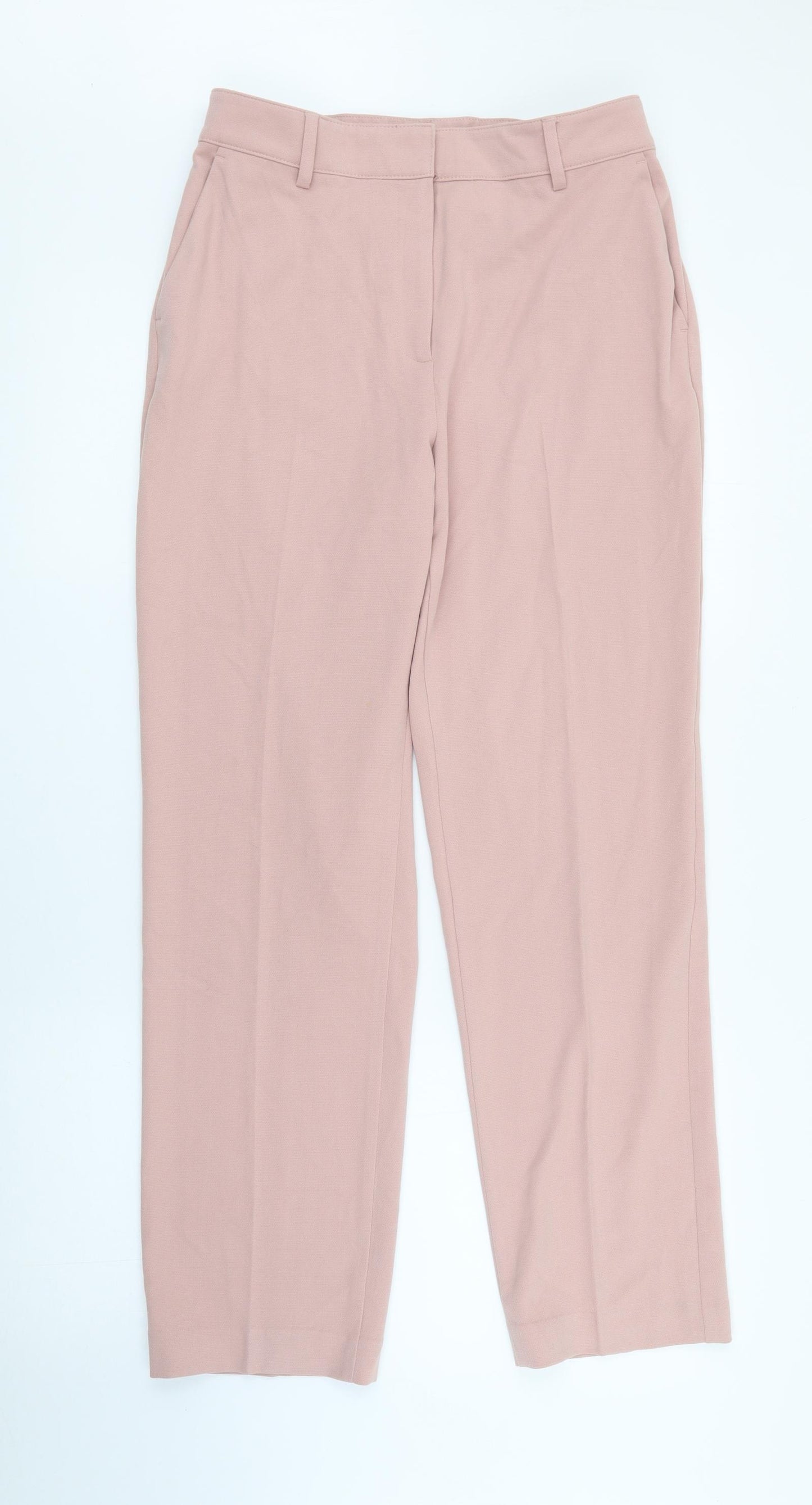 Marks and Spencer Womens Pink  Polyester Trousers  Size 12 L28 in Regular Zip