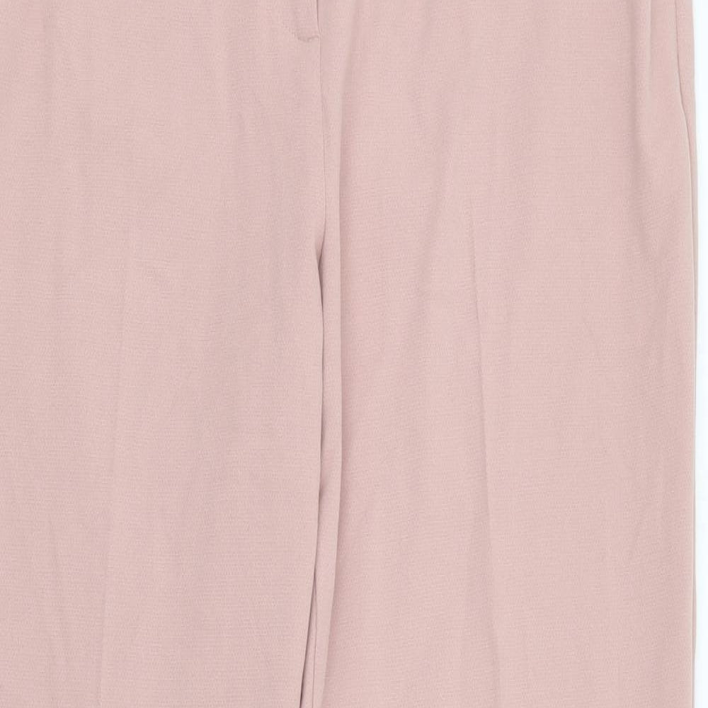 Marks and Spencer Womens Pink  Polyester Trousers  Size 12 L28 in Regular Zip