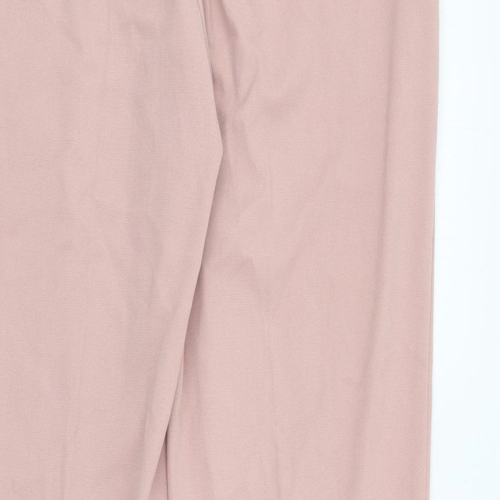 Marks and Spencer Womens Pink  Polyester Trousers  Size 12 L28 in Regular Zip