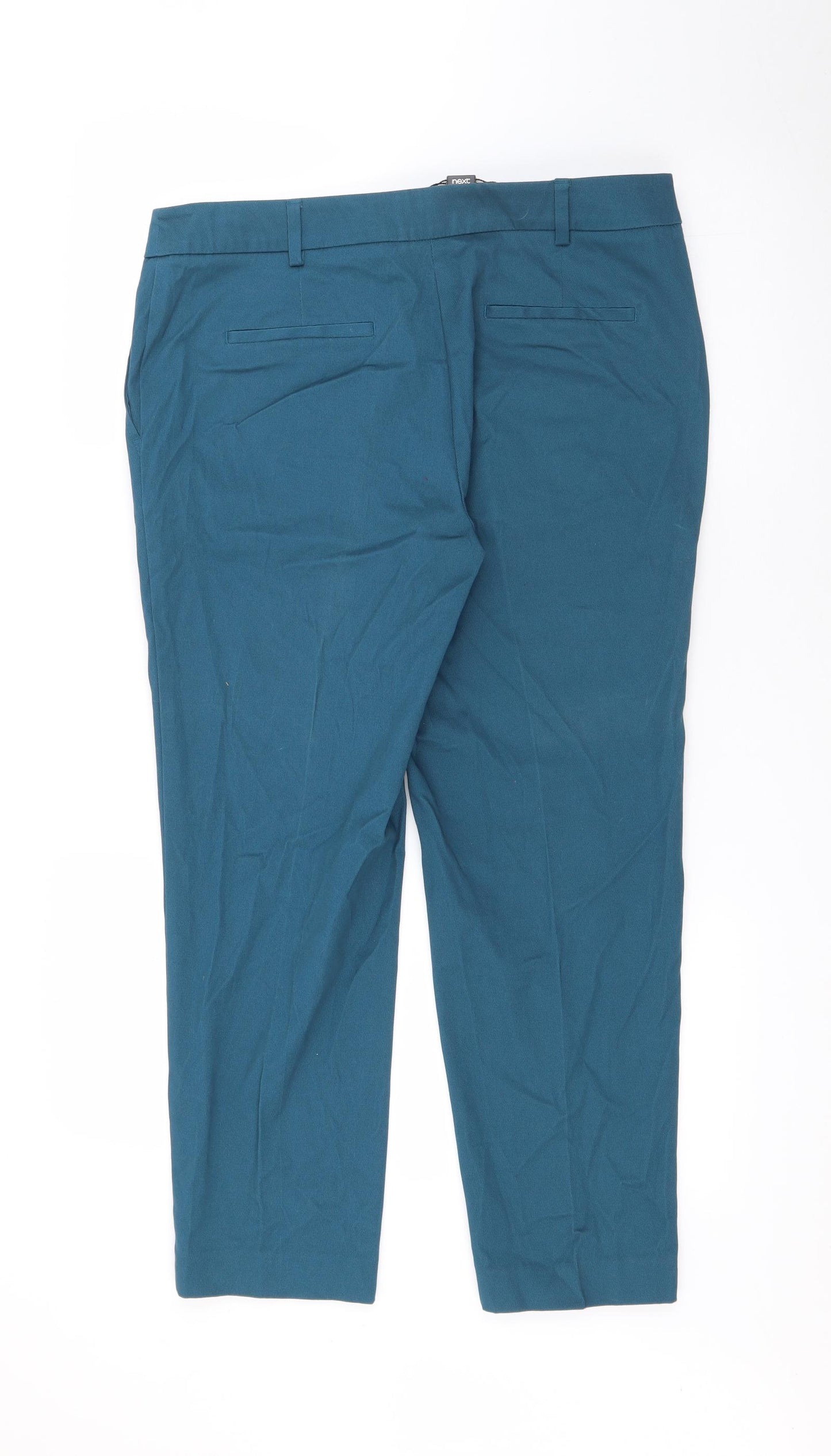 NEXT Womens Blue  Cotton Capri Trousers Size 12 L25 in Regular Zip