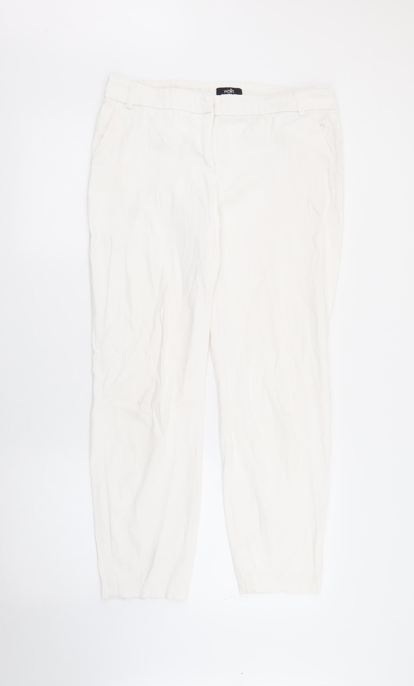 Wallis Womens White  Cotton Skinny Jeans Size 12 L26 in Regular Zip