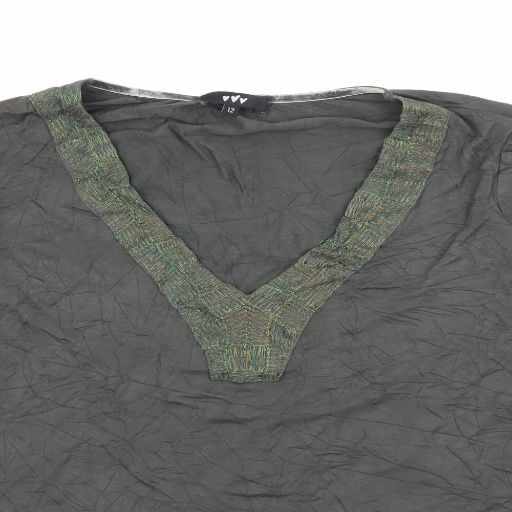 Per Una Womens Green V-Neck  Viscose Pullover Jumper Size 12