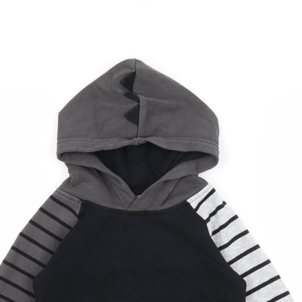 George Boys Grey Striped Cotton Pullover Hoodie Size 2-3 Years