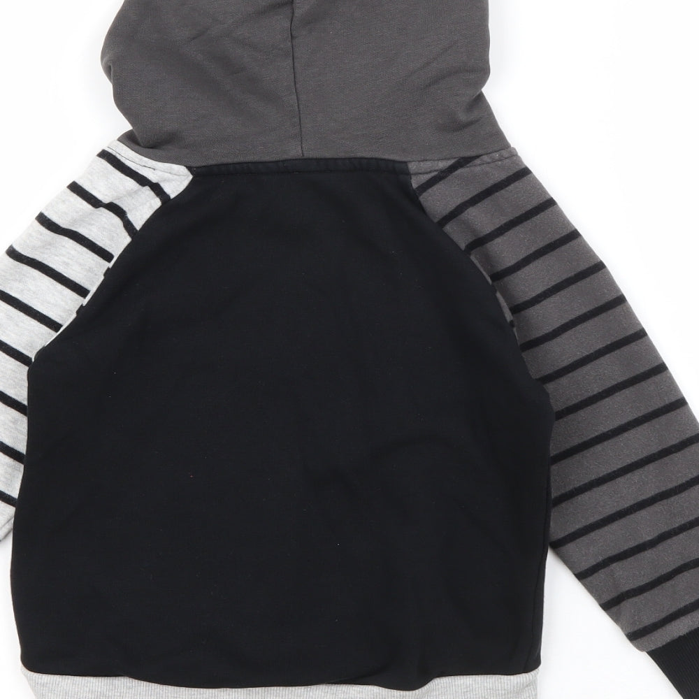 George Boys Grey Striped Cotton Pullover Hoodie Size 2-3 Years