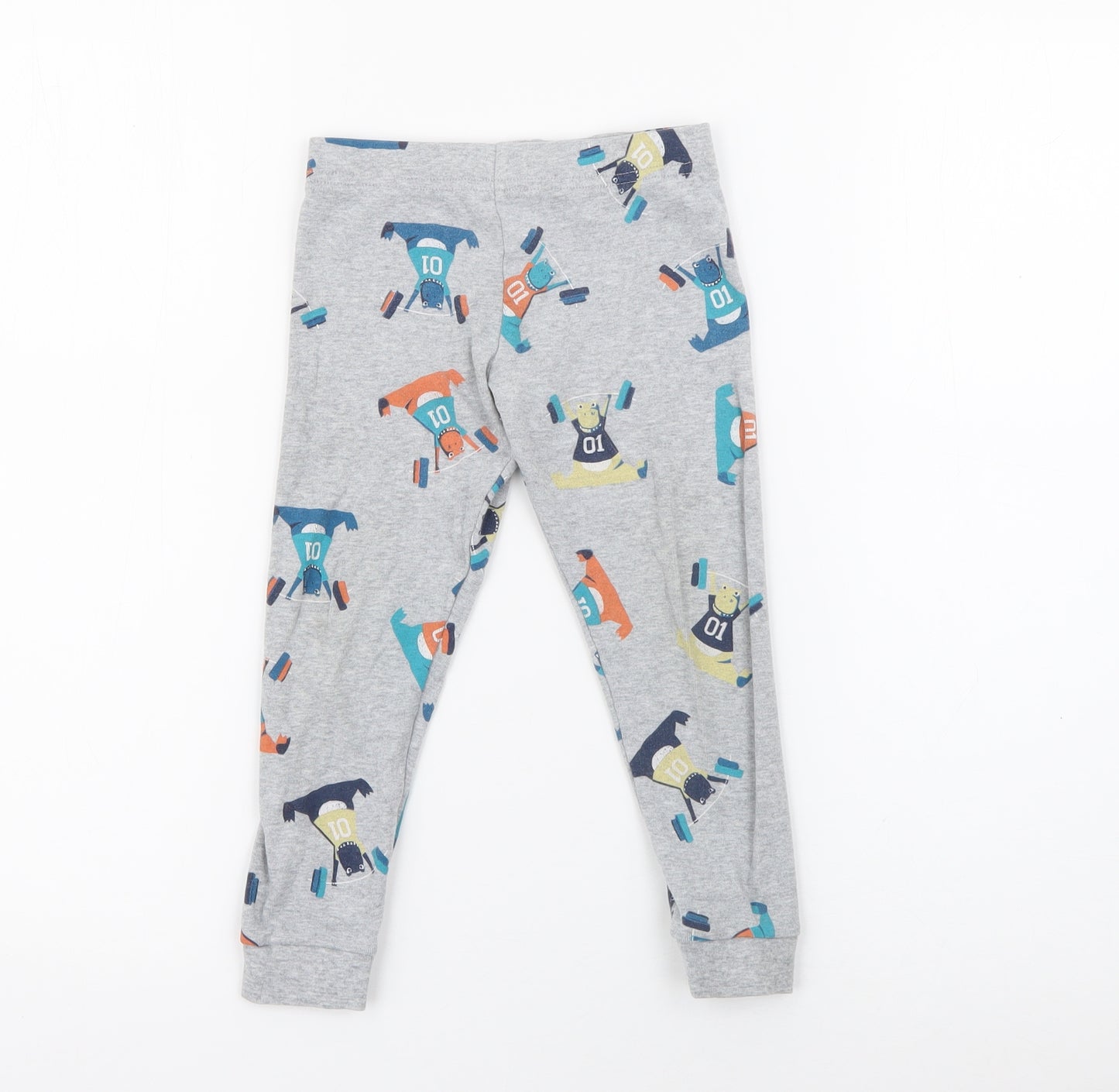 Marks and Spencer Boys Grey  Cotton Pedal Pusher Trousers Size 3-4 Years  Regular  - Dinosaur